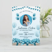 Blue Modern Birthday Party Einladung (Stehend Vorderseite)