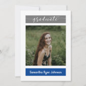 Blue Modern Block 3-Foto-Abschluss Einladung (Vorderseite)