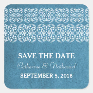 Blue Modern Bohemische Save the Date Stickers