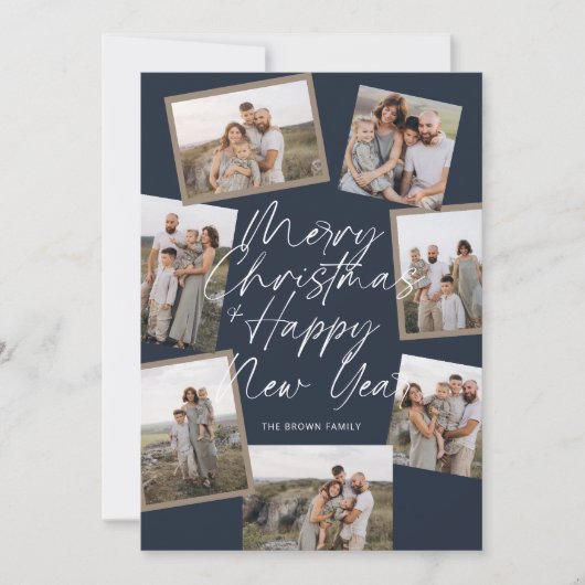 Blue Modern Boho 8 Foto Collage Weihnachten (Vorderseite)