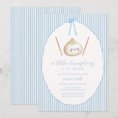 Blue Modern Boy Bow Asian Dumpling Baby Shower  Einladung (Vorne/Hinten)