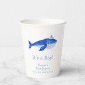 Blue Modern Boy Under Sea Whale Baby Shower Pappbecher (Rückseite)