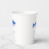 Blue Modern Boy Under Sea Whale Baby Shower Pappbecher (Links)