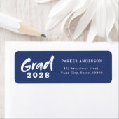 Blue Modern Brush Script Abschluss Rücksendeadress (Insitu)