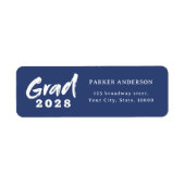 Blue Modern Brush Script Abschluss Rücksendeadress (Vorne)