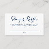 Blue Modern Calligraphy Baby Shower Diaper Raffle Begleitkarte (Vorderseite)