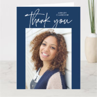 Blue Modern Calligraphy Foto Abschluss geflochten