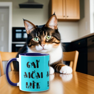 Blue Modern Cat Mama Leben Niedlich Muttertag Tasse