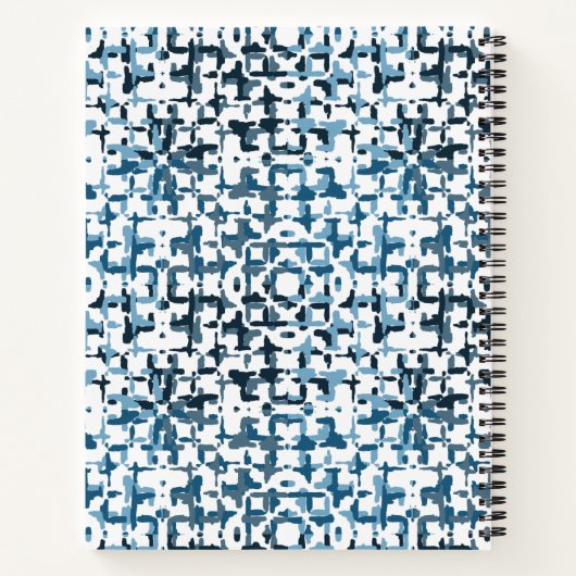 Blue Modern Chic Muster Personalisierter Name Einf Notizblock (Rückseite)