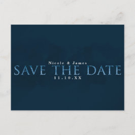 Blue Modern Chic SAVE THE DATE Hochzeitsfeier Verl Postkarte