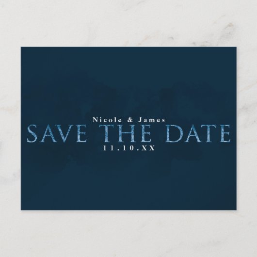 Blue Modern Chic SAVE THE DATE Hochzeitsfeier Verl Postkarte (Vorderseite)