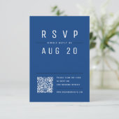 Blue Modern Chic Simple Typografy QR-Code RSVP Karte (Stehend Vorderseite)