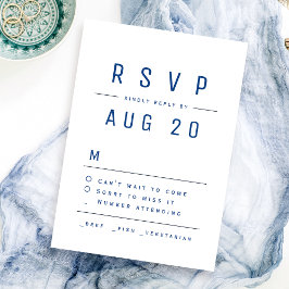 Blue Modern Chic Simple Typografy Wedding RSVP Karte
