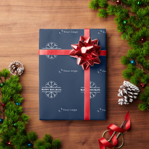 Blue Modern Christmas Business Logo Company Sp Geschenkpapier