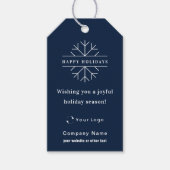 Blue Modern Christmas Business Logo QR Code Chic Geschenkanhänger (Vorderseite)