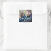 Blue Modern Circles Foto Save the Date Aufkleber (Tasche)