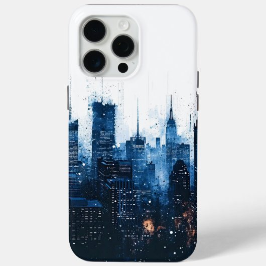 Blue Modern Cityscape Case-Mate iPhone Hülle (Rückseite)