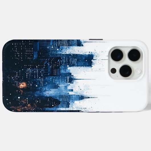 Blue Modern Cityscape Case-Mate iPhone Hülle (Rückseite (Horizontal))