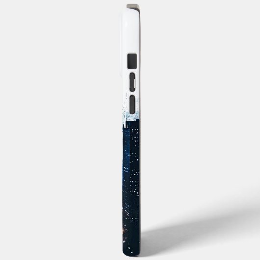 Blue Modern Cityscape Case-Mate iPhone Hülle (Rückseite / Links)