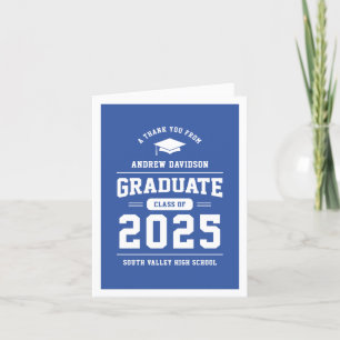 Blue Modern Class of 2025 Abschluss Blank Dankeskarte