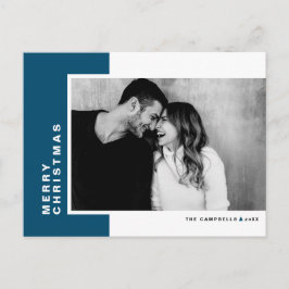 Blue Modern Color Block Foto Frohe Weihnachten