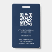 Blue Modern Company Employee Foto Security QR ID Ausweis (Back)