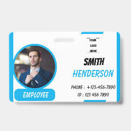 Blue Modern Company Logo Employee ID Card Ausweis