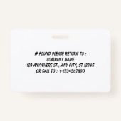 Blue Modern Company Logo Employee ID Card Ausweis (Rückseite)