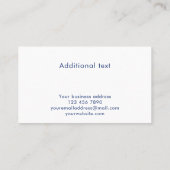 Blue Modern Custom Monogram Crest Professional Visitenkarte (Rückseite)