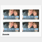 Blue Modern Cut Out Save the Date Stickers (Blatt)