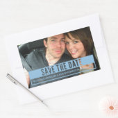 Blue Modern Cut Out Save the Date Stickers (Umschlag)