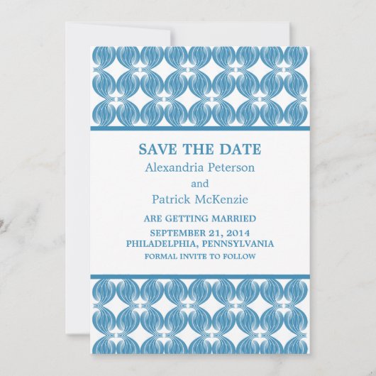 Blue Modern Deko Save the Date einladen Einladung (Vorderseite)