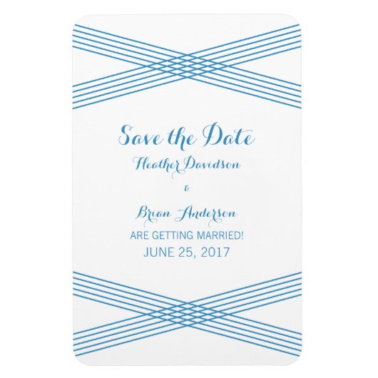 Blue Modern Deko Save the Date Magnet (Vertikal)