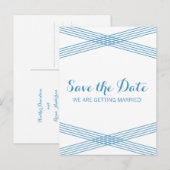Blue Modern Deko Save the Date Postkarte (Vorne/Hinten)