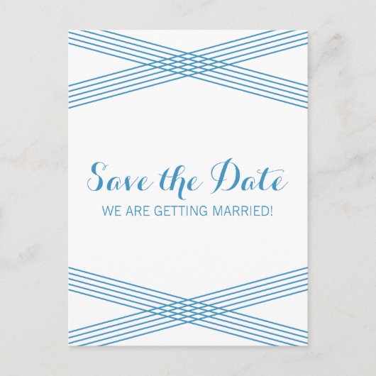 Blue Modern Deko Save the Date Postkarte (Vorderseite)