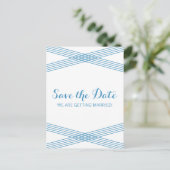 Blue Modern Deko Save the Date Postkarte (Stehend Vorderseite)