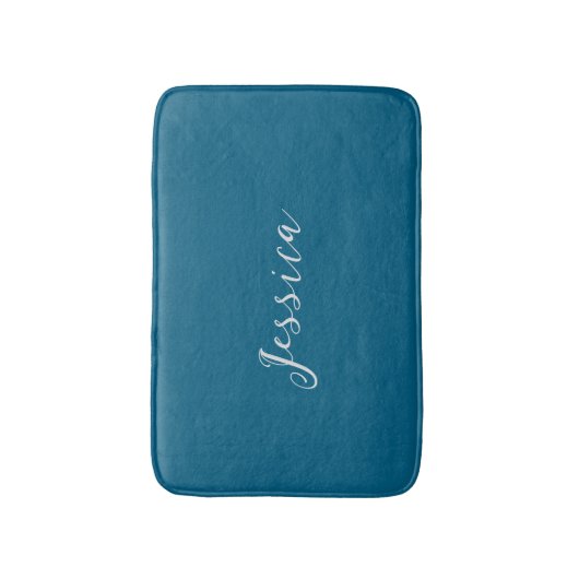 Blue Modern Elegant Plain Simple Professional Name Badematte (Vorderseite Vertikal)