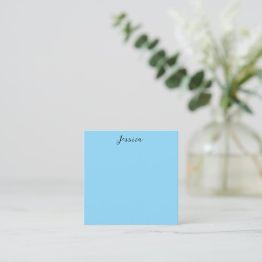 Blue Modern Elegant Plain Simple Professional Name Begleitkarte (Stehend Vorderseite)