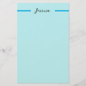 Blue Modern Elegant Plain Simple Professional Name Briefpapier (Vorderseite)