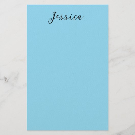 Blue Modern Elegant Plain Simple Professional Name Briefpapier (Vorderseite)