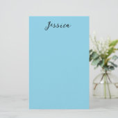 Blue Modern Elegant Plain Simple Professional Name Briefpapier (Stehend Vorderseite)