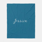 Blue Modern Elegant Plain Simple Professional Name Fleecedecke (Vorderseite)