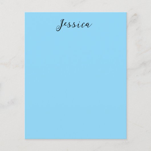 Blue Modern Elegant Plain Simple Professional Name Flyer (Vorne)