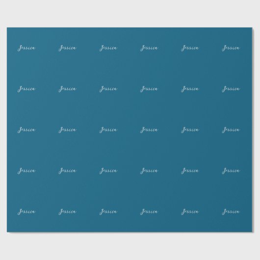 Blue Modern Elegant Plain Simple Professional Name Geschenkpapier (Flach)
