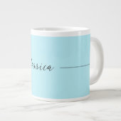 Blue Modern Elegant Plain Simple Professional Name Jumbo-Tasse (Vorderseite Rechts)