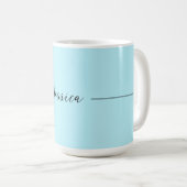 Blue Modern Elegant Plain Simple Professional Name Kaffeetasse (VorderseiteRechts)
