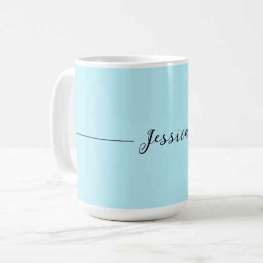 Blue Modern Elegant Plain Simple Professional Name Kaffeetasse (Vorderseite Links)