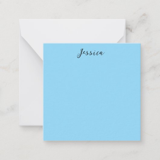 Blue Modern Elegant Plain Simple Professional Name Mitteilungskarte (Vorderseite)
