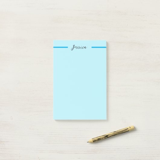 Blue Modern Elegant Plain Simple Professional Name Post-it Klebezettel (Auf Schreibtisch)