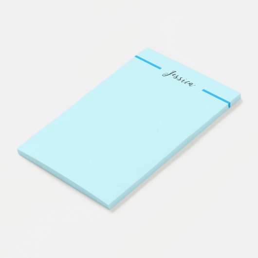 Blue Modern Elegant Plain Simple Professional Name Post-it Klebezettel (angewinkelt)